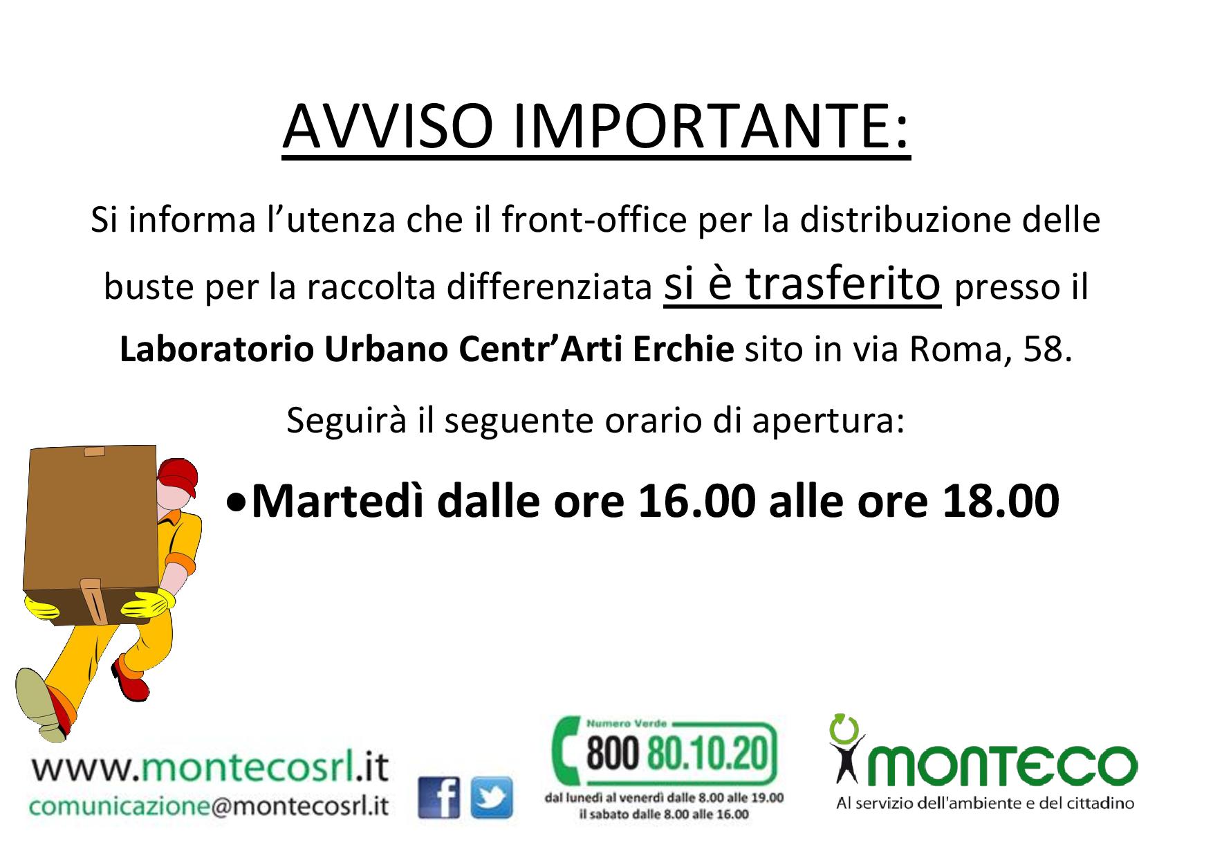 Erchie: trasferimento Front Office