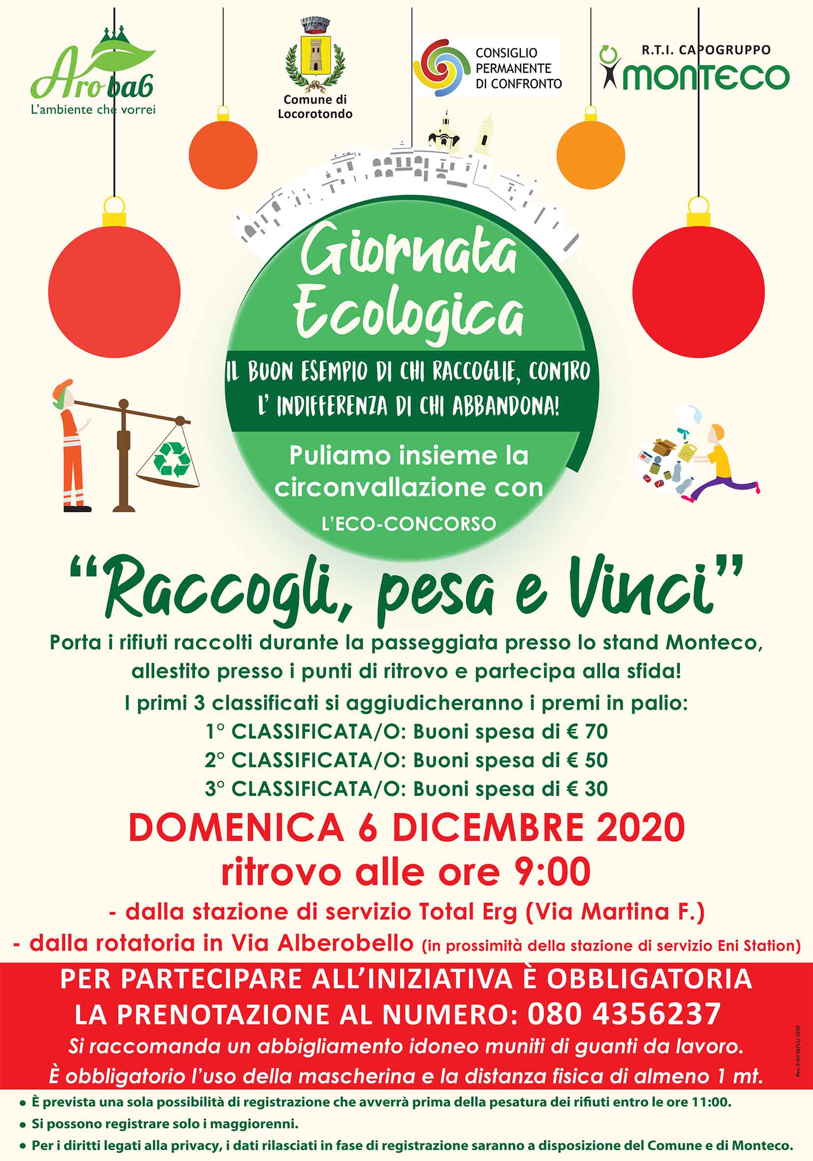 LOCOROTONDO: Giornata ecologica di pulizia della circonvallazione con l’Eco-Concorso “Raccogli, pesa e Vinci”
