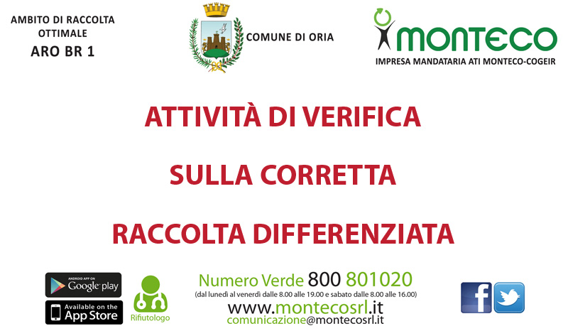 Oria. Verifiche sulla corretta raccolta differenziata