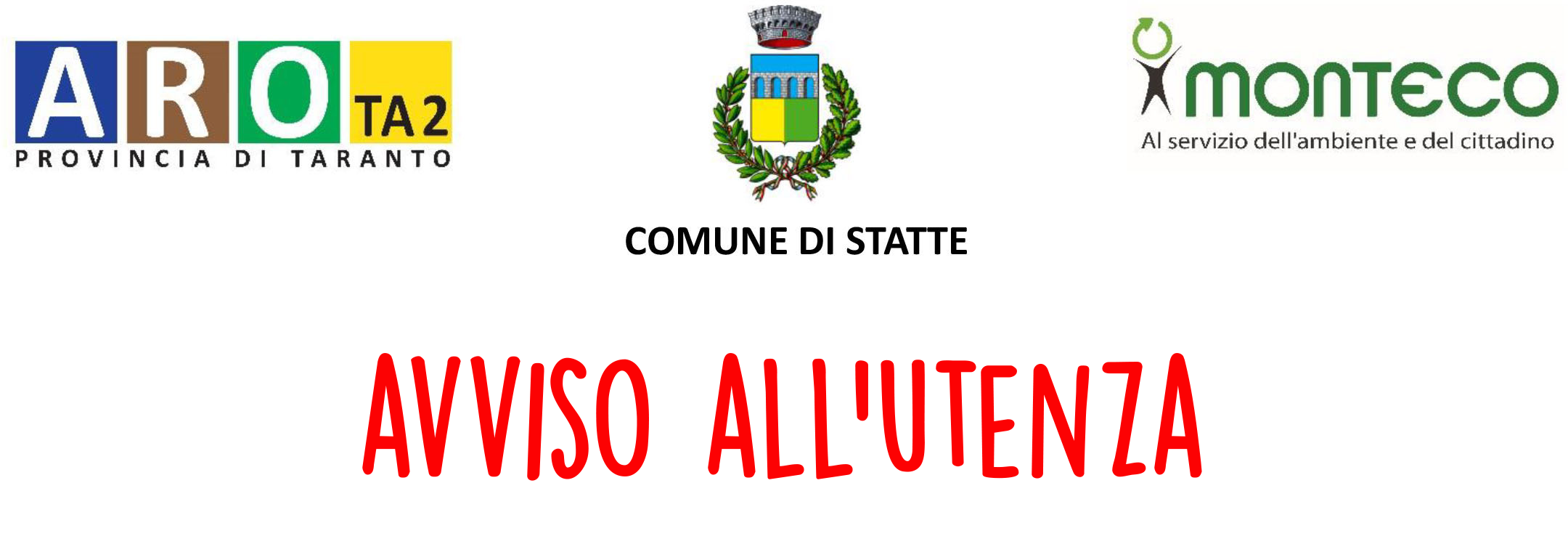 Statte: avviso all'utenza